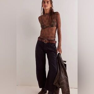 Free People We the Free Good Luck coated barrel jeans Starlight